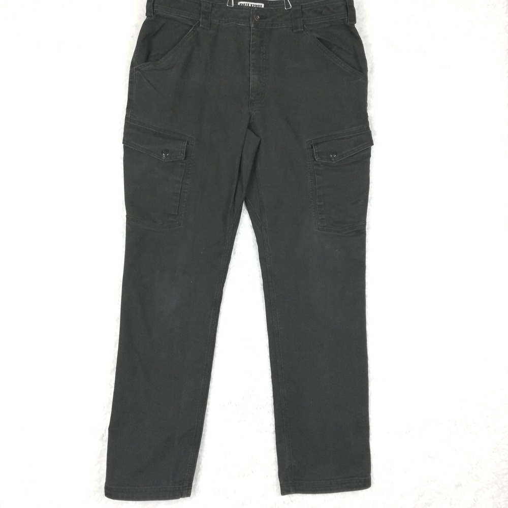 Duluth Trading Mens Pants D Flex Fire Hose HD Cargo Pockets Black Canvas 36x36